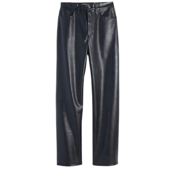 Madewell Womens Faux Leather High-Rise Vintage Straight Pants Size 29 Black - Picture 5 of 8